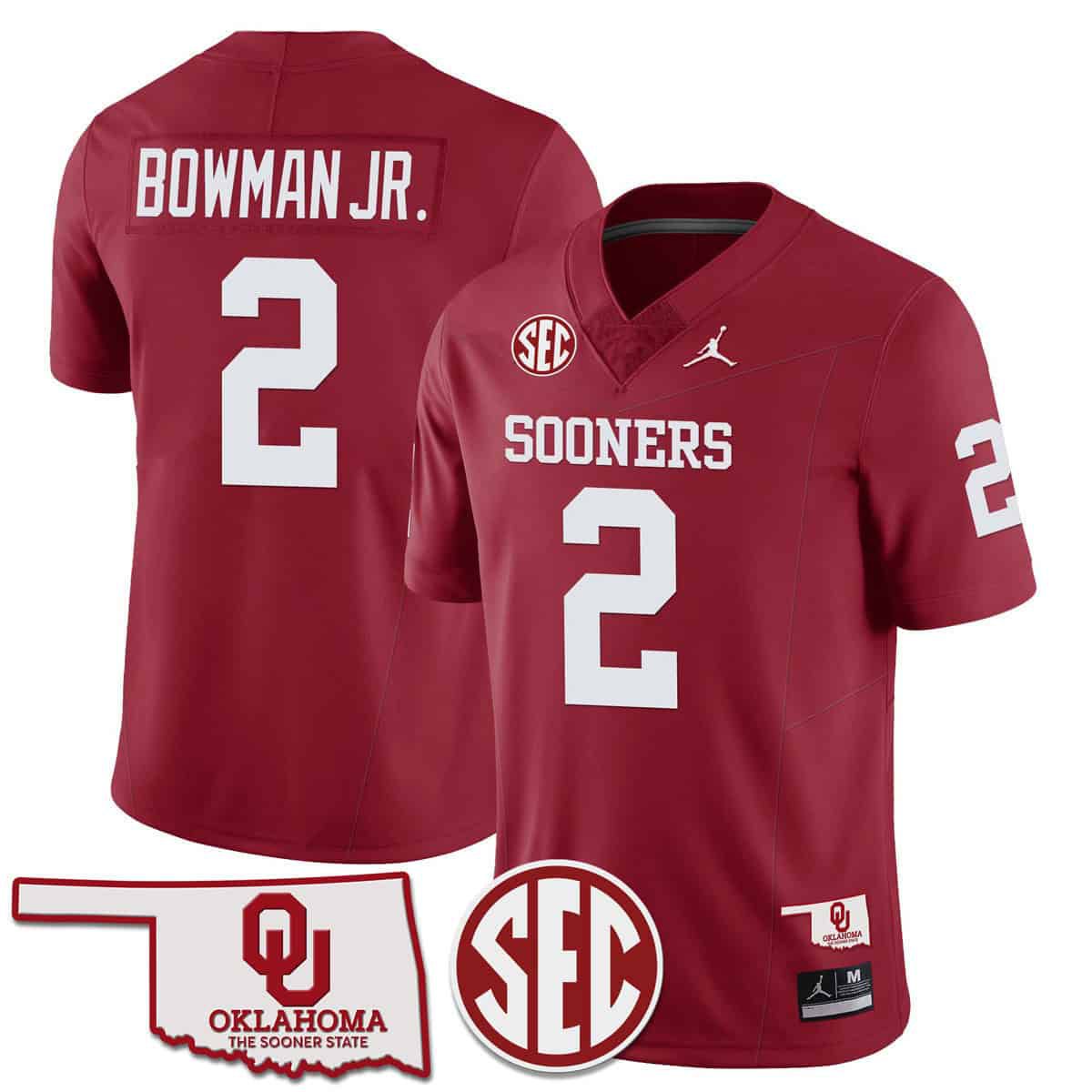 Men Oklahoma Sooners #2 Bowman jr Red 2024 SEC Patch Vapor Premier Limited NCAA Jersey style 1->indianapolis colts->NFL Jersey